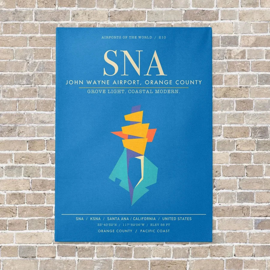 John Wayne Airport Orange County SNA - Canvas Framed - Turquoise