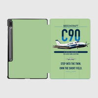 Thumbnail for Beechcraft King Air C90 design on light green samsung tablet tablet case