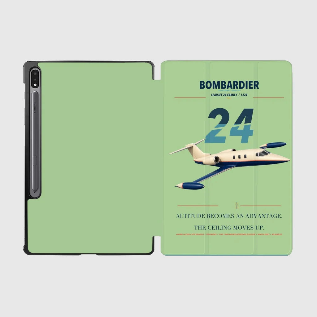 Bombardier Learjet 24 design on light green samsung tablet tablet case
