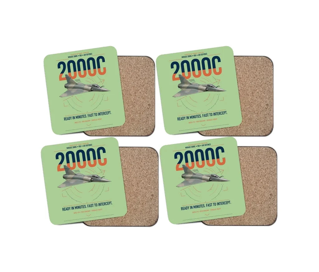 Dassault Mirage 2000C RDI design on light green 4 pieces set coaster