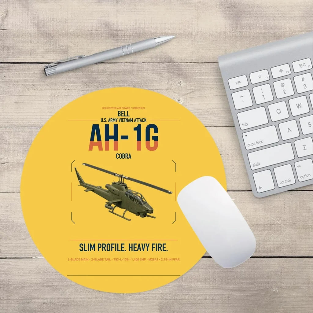 Bell AH-1G Cobra design on yellow round mouse pad