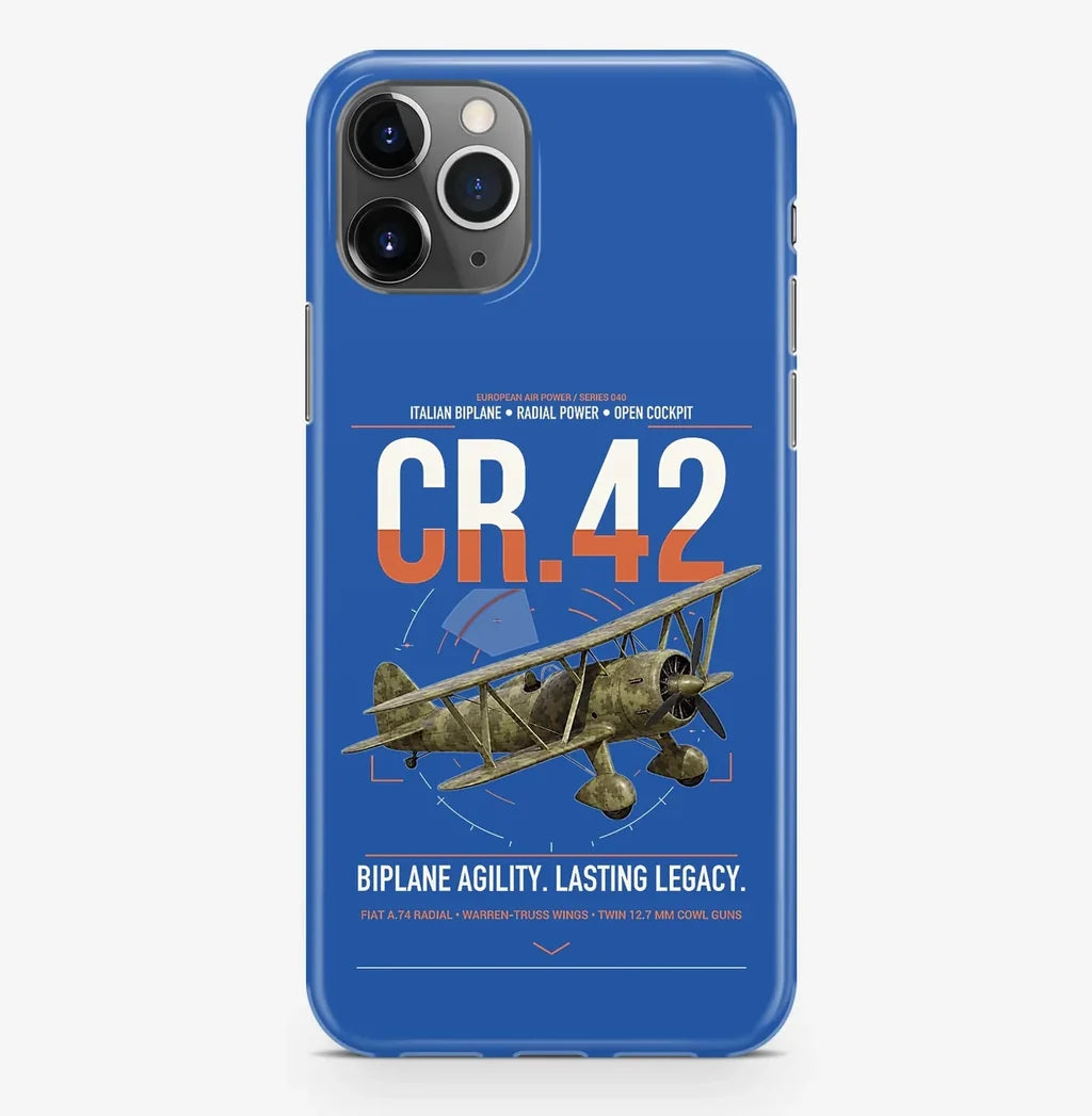 Fiat CR.42 Falco design on blue magsafe iphone case, for iPhone Pro Max