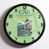 Thumbnail for Grenoble-Isère Airport (GNB) design on light green framed wall clock