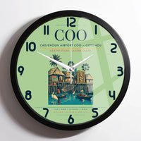 Thumbnail for Cadjehoun Airport (COO) design on light green framed wall clock