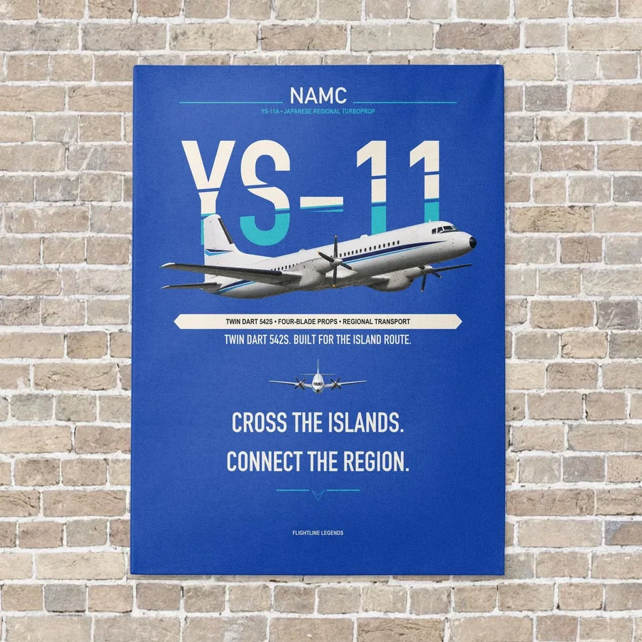 NAMC YS-11A vertical canvas print - no frame - blue background