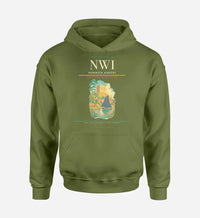 Thumbnail for Norwich Airport (NWI) design on green army hoodie single-side print