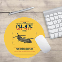 Thumbnail for Boeing CH-47F Chinook design on yellow round mouse pad