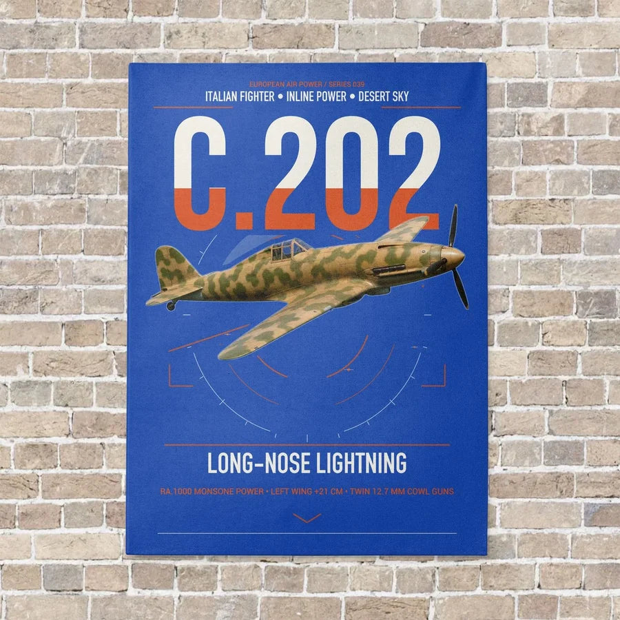 Macchi C.202 Folgore vertical canvas print - no frame - blue background