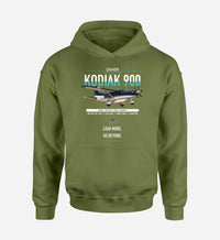 Thumbnail for Daher Kodiak 900 design on green army double-side hoodie, single-side print