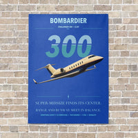 Thumbnail for Bombardier Challenger 300 vertical canvas print - no frame - blue background