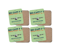 Thumbnail for Short Belfast C.1 design on light green 4 pieces set coaster