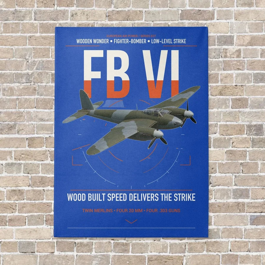 de Havilland Mosquito FB VI vertical canvas print - no frame - blue background