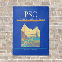 Thumbnail for Tri-Cities Airport PSC — Pasco vertical canvas print - no frame - blue background