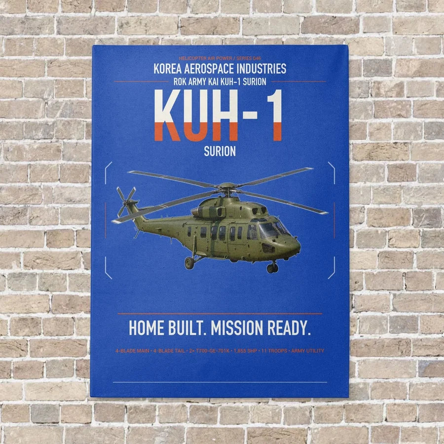 Korea Aerospace Industries KUH-1 Surion vertical canvas print - no frame - blue background