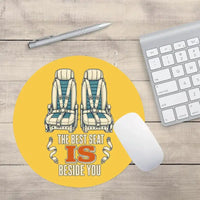 Thumbnail for The Best Seat Is Beside You design on yellow round mouse pad