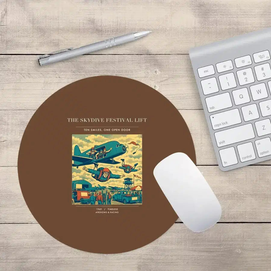 VINTAGE G4471 - The Skydive Festival Lift - Designed Mouse Pads design on brown round