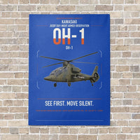Thumbnail for Kawasaki OH-1 vertical canvas print - no frame - blue background