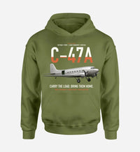 Thumbnail for C-47A Skytrain design on green army double-side hoodie, single-side print