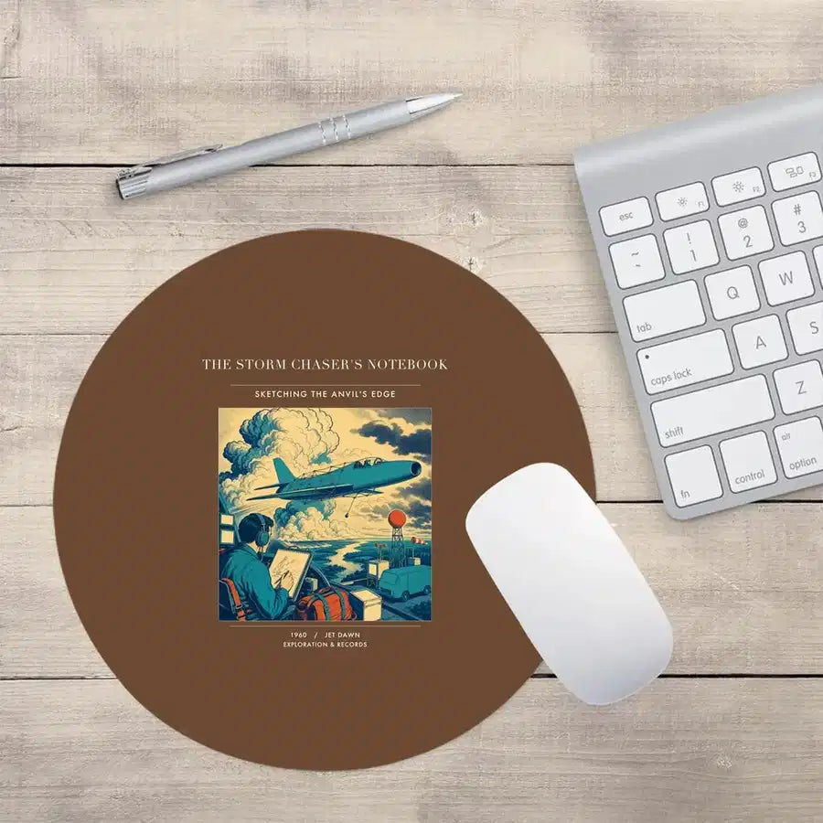 VINTAGE G4393 - The Storm Chaser's Notebook - Designed Mouse Pads design on brown round