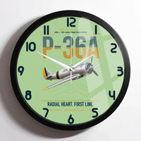 Thumbnail for P-36A Hawk design on light green framed wall clock