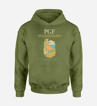 Thumbnail for Perpignan–Rivesaltes Airport (PGF) design on green army hoodie single-side print
