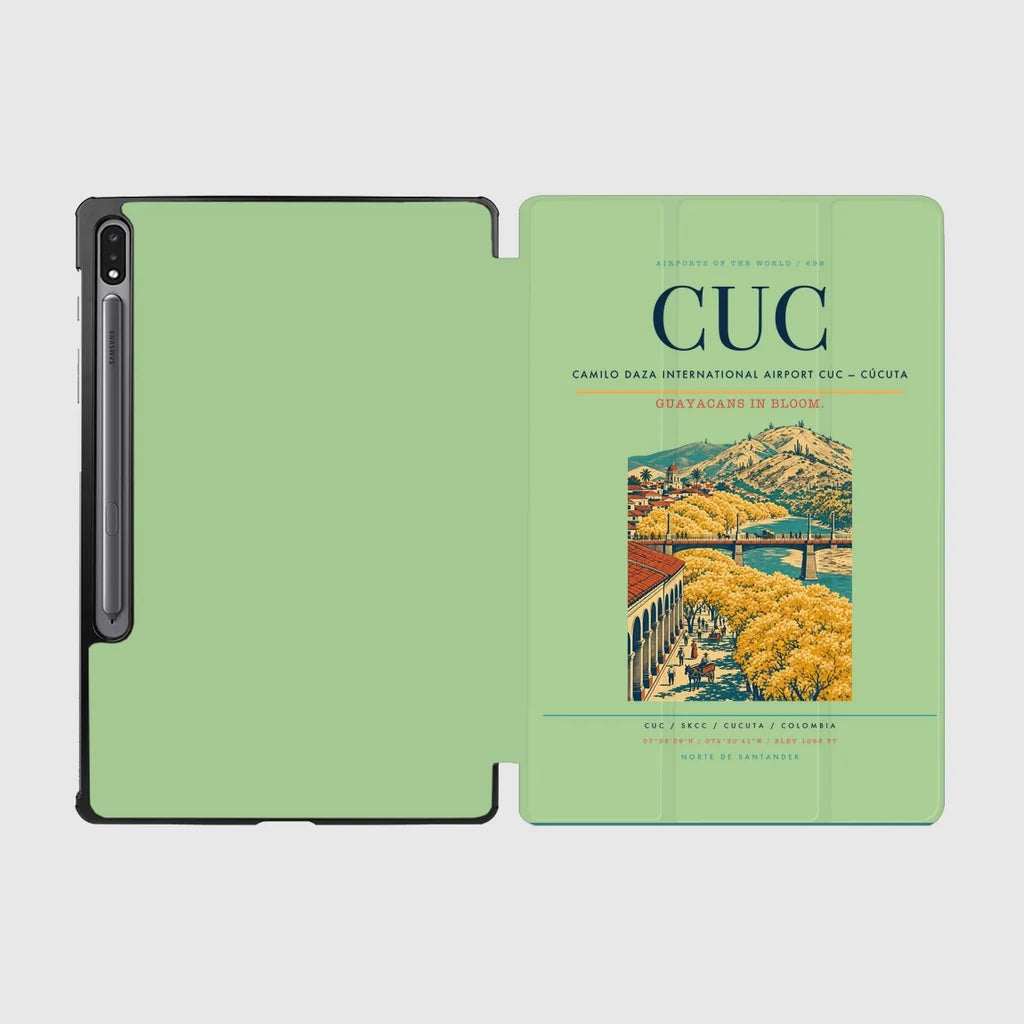 Camilo Daza International Airport (CUC) design on light green samsung tablet tablet case