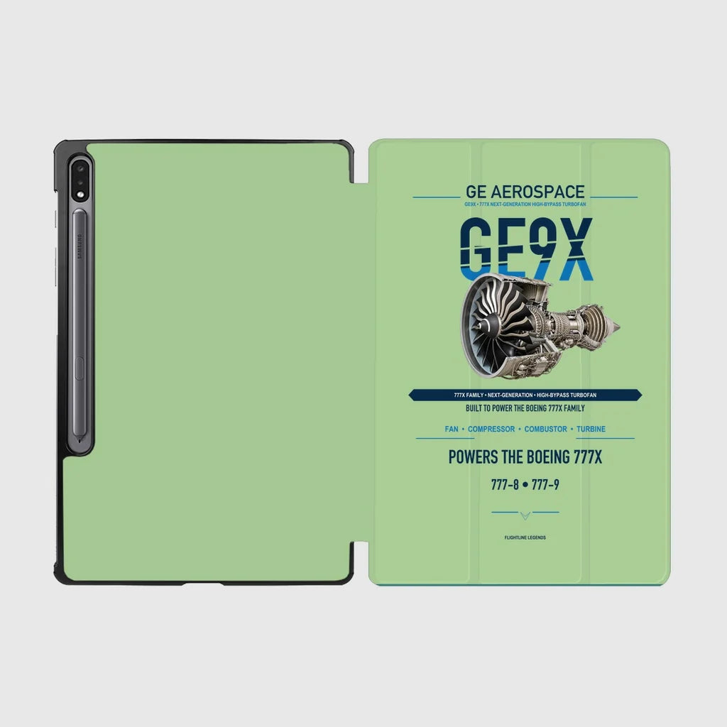 GE9X design on light green samsung tablet tablet case