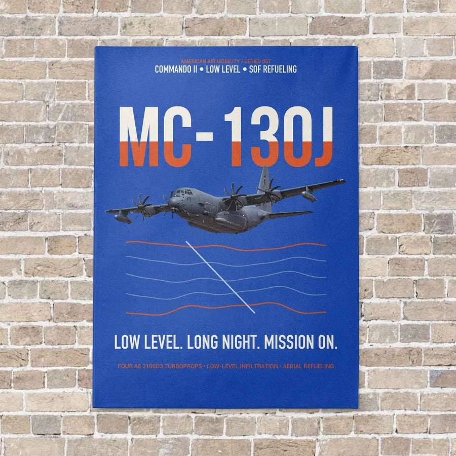 MC-130J COMMANDO II vertical canvas print - no frame - blue background
