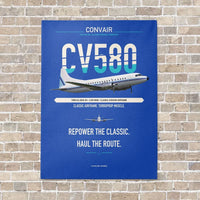 Thumbnail for Convair 580 vertical canvas print - no frame - blue background