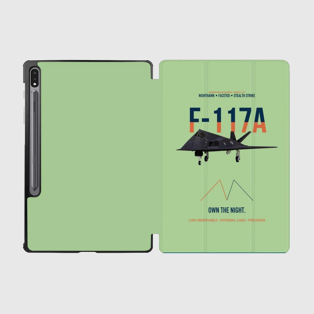 F-117A Nighthawk Own The Night design on light green samsung tablet tablet case