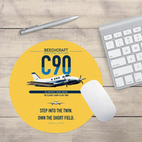 Thumbnail for Beechcraft King Air C90 design on yellow round mouse pad