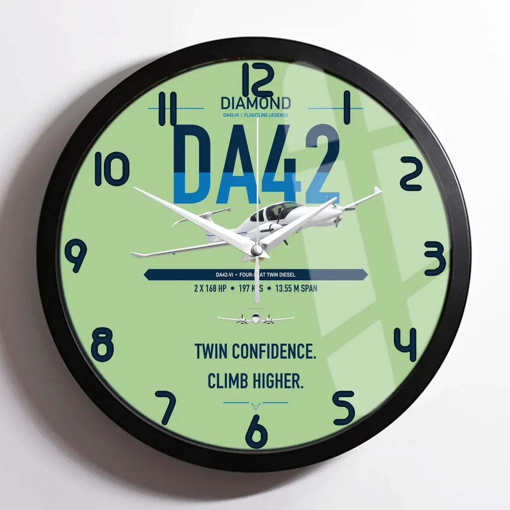 Diamond DA42-VI design on light green framed wall clock