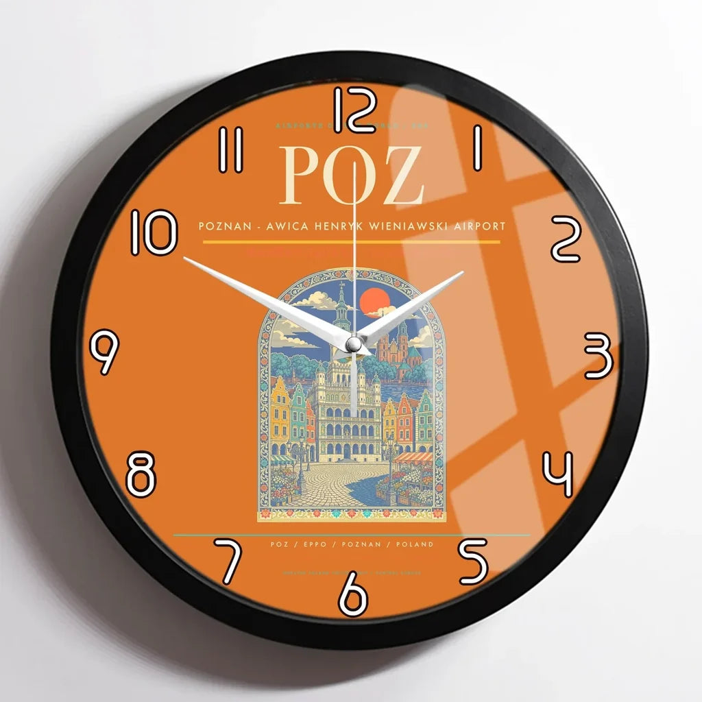 Poznan - awica Henryk Wieniawski Airport POZ Wall-Clock Framed - Orange