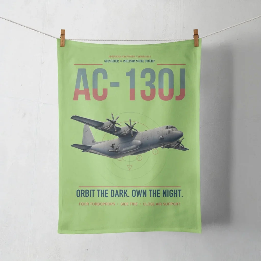 AC-130J Ghostrider design on light green towel