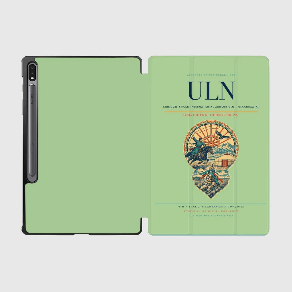 Chinggis Khaan International Airport (ULN) design on light green samsung tablet tablet case