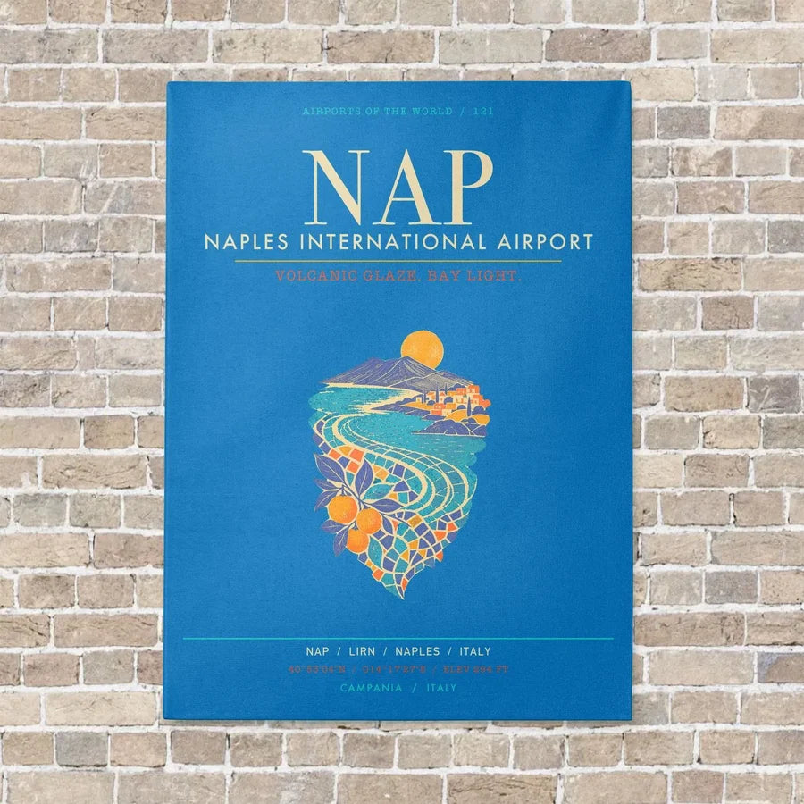 Naples International Airport NAP - Canvas Framed - Turquoise