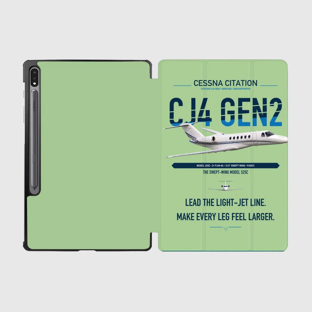 Cessna Citation CJ4 Gen2 design on light green samsung tablet tablet case