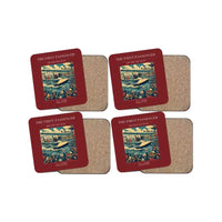 Thumbnail for The First Passenger - Designed Coasters design on dark red 4-pieces-set