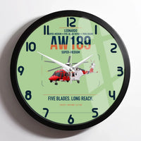 Thumbnail for Leonardo AW189 design on light green framed wall clock