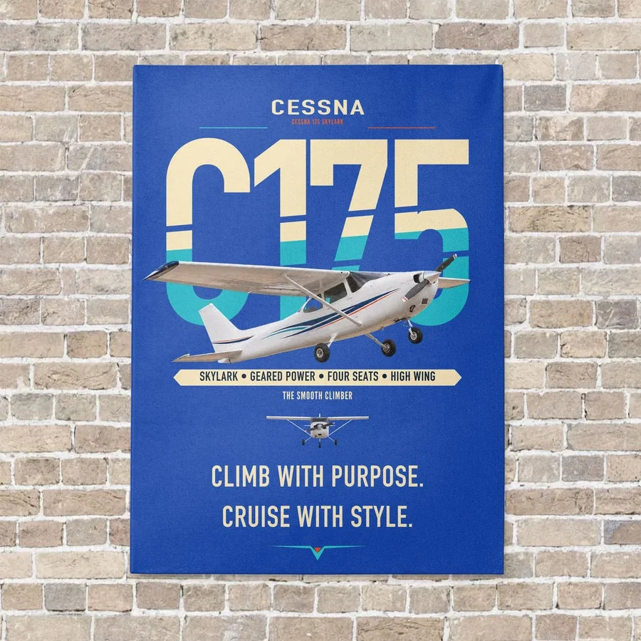 Cessna 175 Skylark vertical canvas print - no frame - blue background