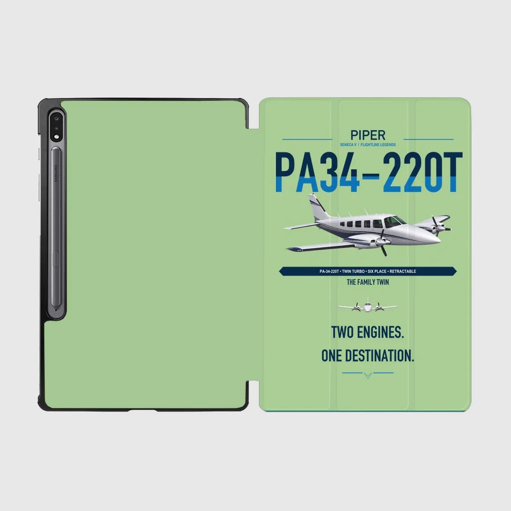 Piper PA-34-220T Seneca V design on light green samsung tablet tablet case