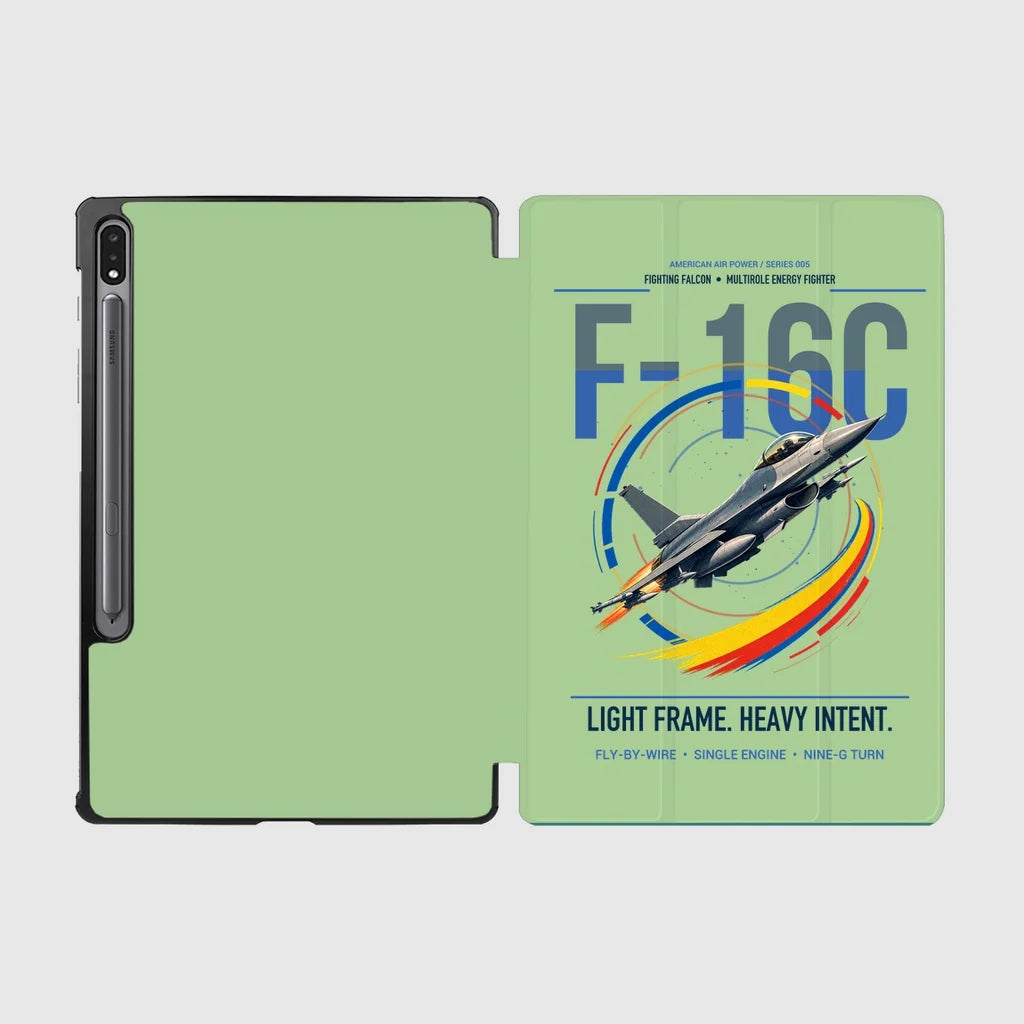 F-16C Fighting Falcon design on light green samsung tablet tablet case