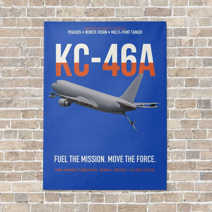 KC-46A PEGASUS vertical canvas print - no frame - blue background