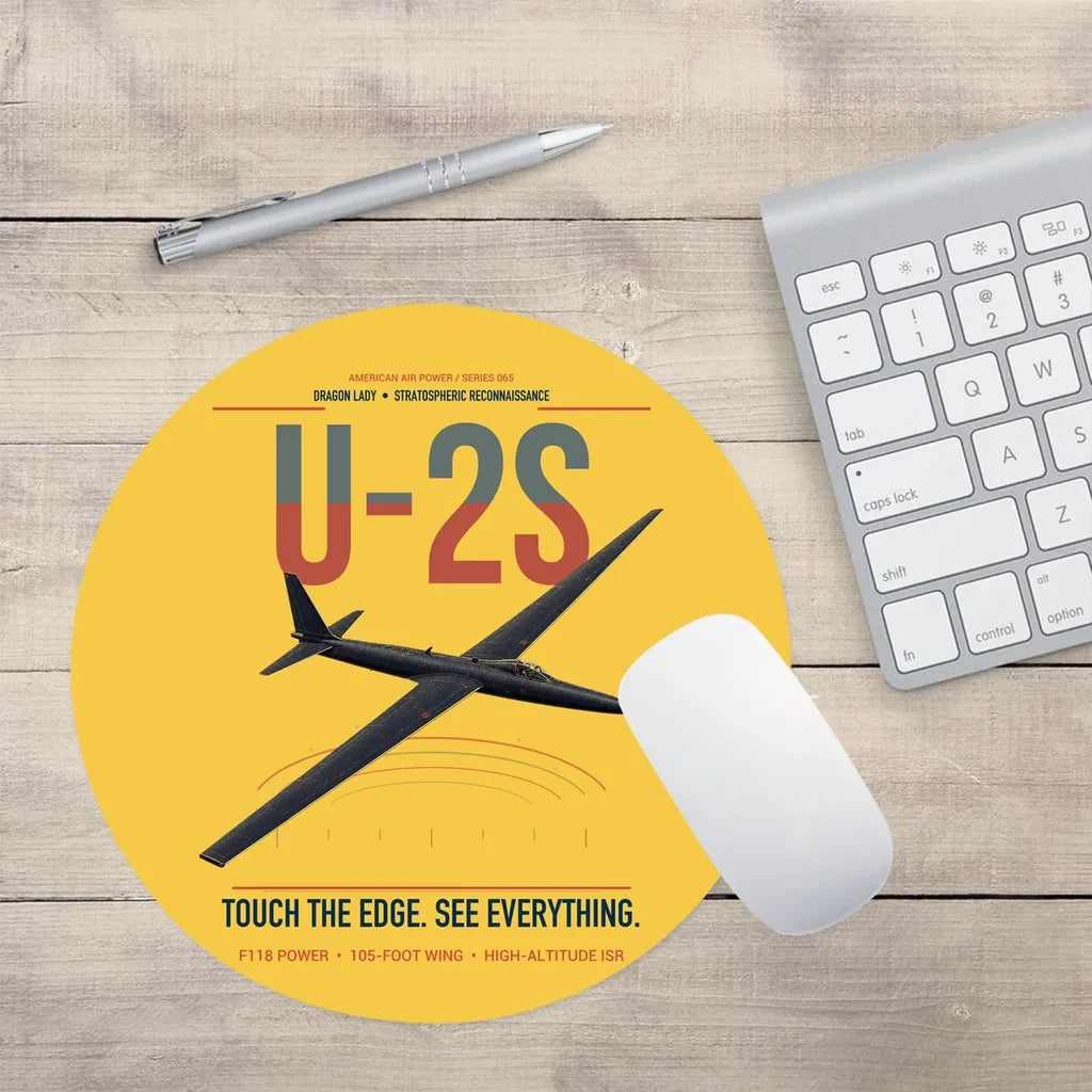 U-2S Dragon Lady design on yellow round mouse pad