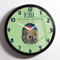 Thumbnail for Erbil International Airport (EBL) design on light green framed wall clock