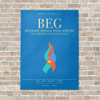 Thumbnail for Belgrade Nikola Tesla Airport BEG - Canvas Framed - Turquoise