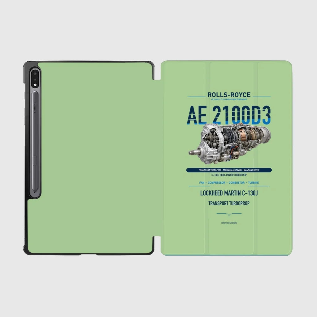AE 2100D3 design on light green samsung tablet tablet case