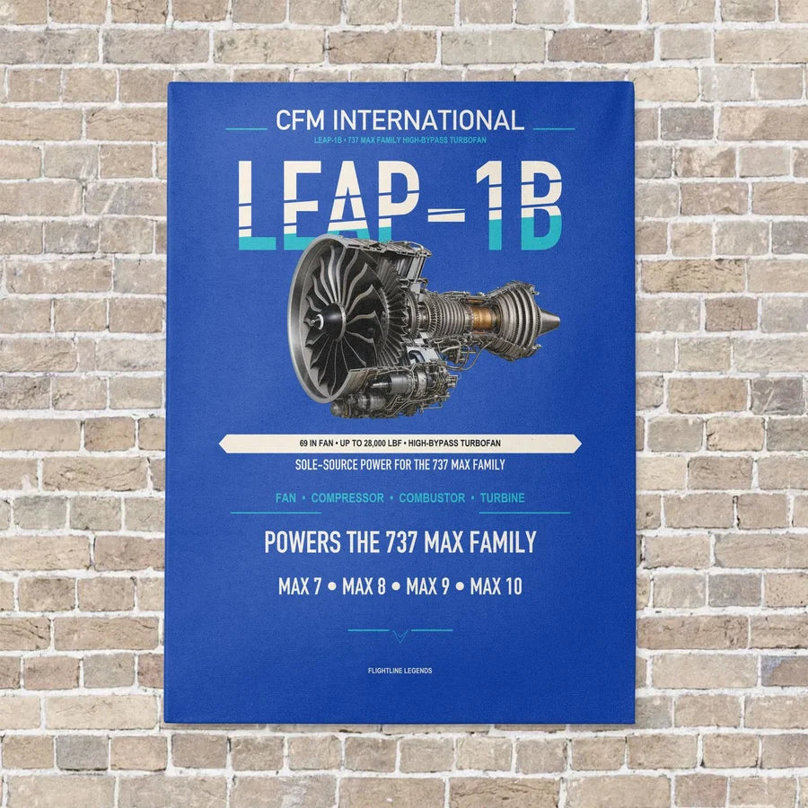 CFM LEAP-1B vertical canvas print - no frame - blue background