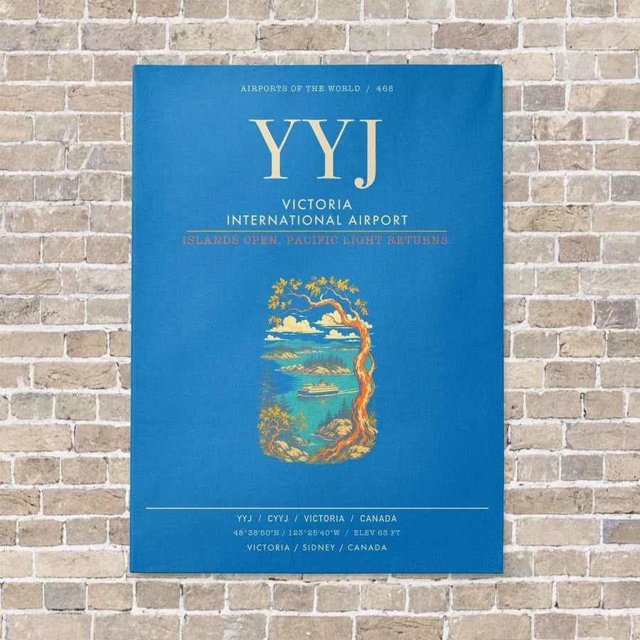 Victoria International Airport YYJ - Canvas Framed - Turquoise