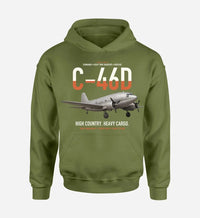 Thumbnail for C-46D Commando design on green army double-side hoodie, single-side print